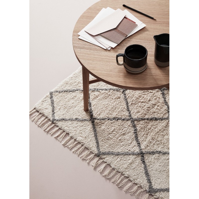 Dywan z bawełny w romby 150 cm naturalny Hübsch