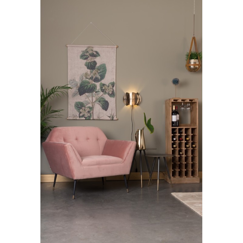 aksamitny fotel lounge Kate, różowy, Dutchbone