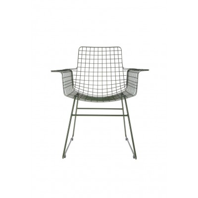 metalowe krzesło z podłokietnikami Wire, czarne, HK Living