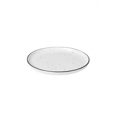 talerz deserowy SALT w kropki, biała porcelana, Broste Copenhagen