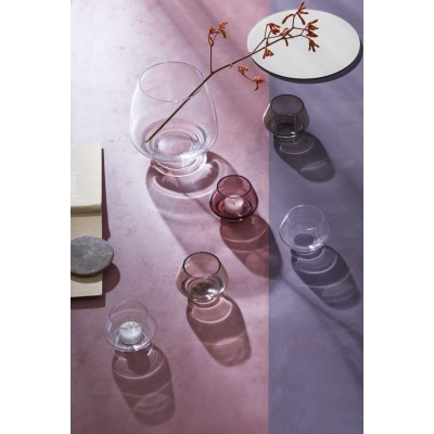 szklany świecznik Flow, Ø10 cm śliwkowy, Holmegaard