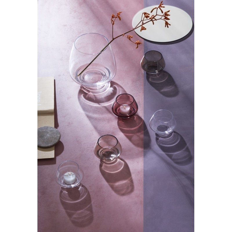 szklany świecznik Flow, Ø10 cm przydymiony, Holmegaard