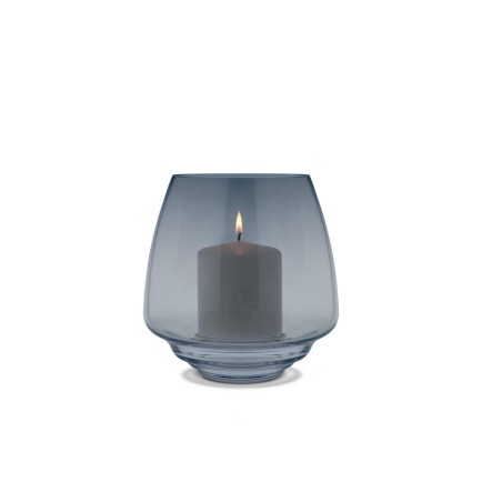 szklany świecznik Flow, Ø18,5 cm niebieski, Holmegaard