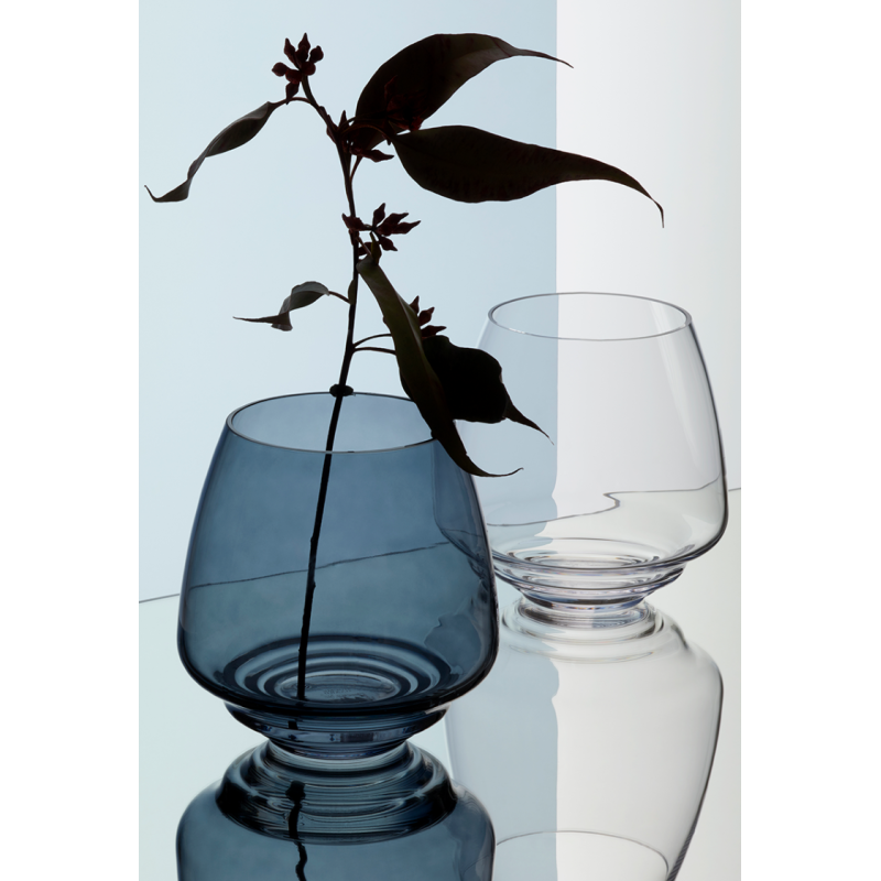 szklany świecznik Flow, Ø18,5 cm niebieski, Holmegaard