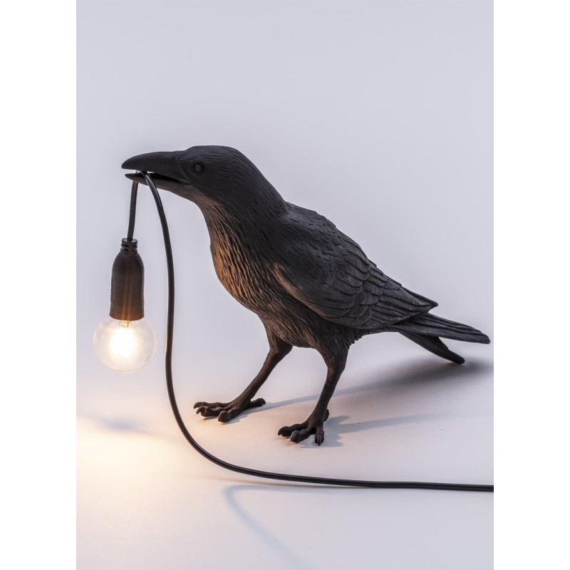 lampa stołowa Bird Waiting outdoor, czarny, Seletti