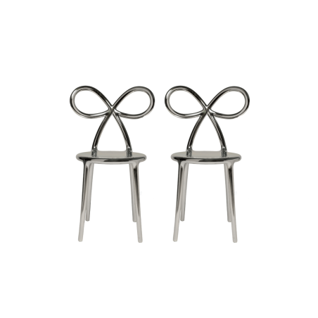 komplet krzeseł Ribbon, 2 szt. metalizowane srebrne, QeeBoo
