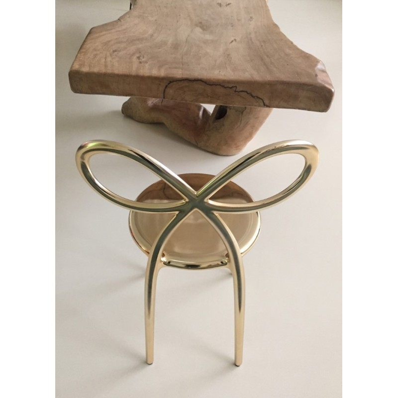 krzesło Ribbon, metalowe złote, QeeBoo