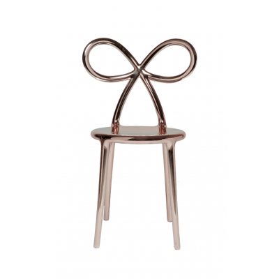 krzesło Ribbon, metalowe różowo-złote, QeeBoo