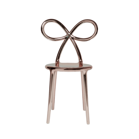 krzesło Ribbon, metalowe różowo-złote, QeeBoo