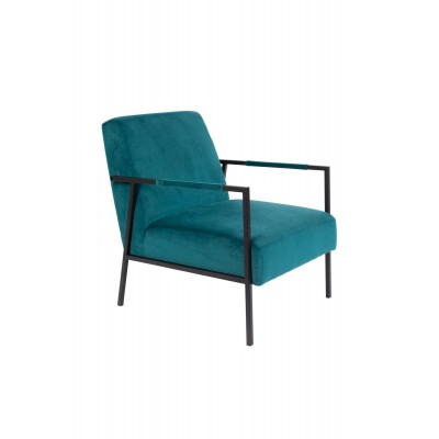 aksamitny fotel lounge Wakasan, niebieski, White Label Living