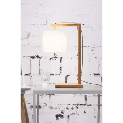 Bambusowa lampa stołowa Himalaya, abażur biały, Good&Mojo