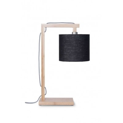 Bambusowa lampa stołowa Himalaya, abażur czarny, Good&Mojo