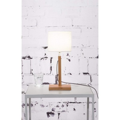 Bambusowa lampa stołowa Fuji, abażur biały, Good&Mojo