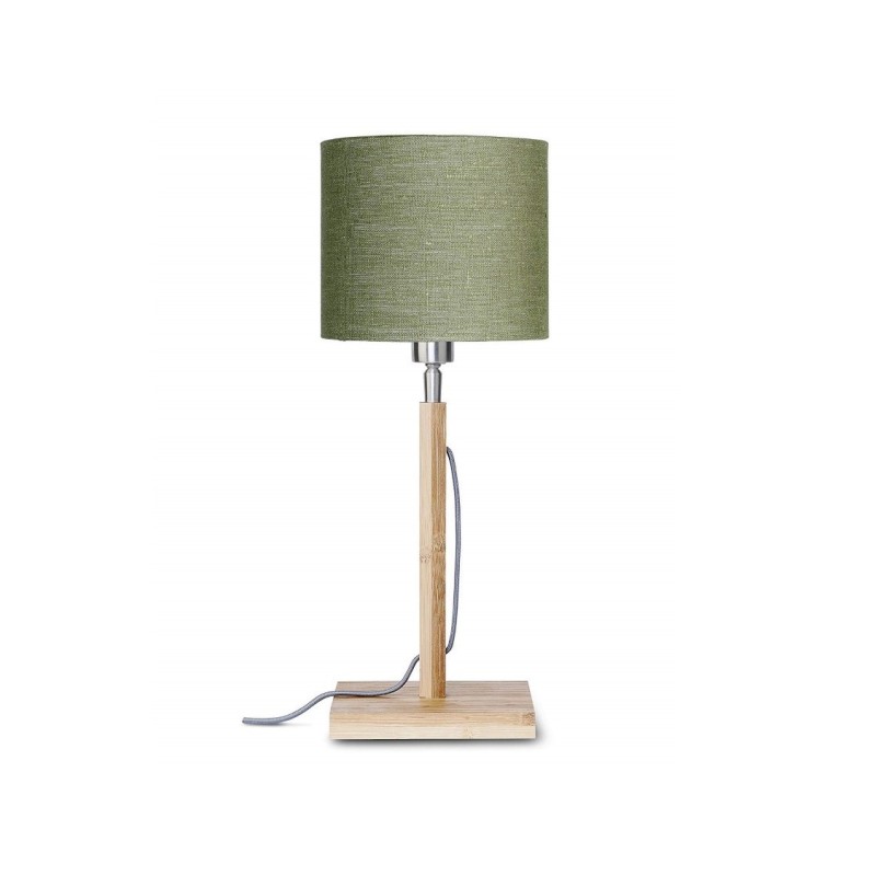 Bambusowa lampa stołowa Fuji, abażur zielony, Good&Mojo
