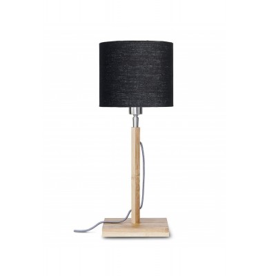 Bambusowa lampa stołowa Fuji, abażur czarny, Good&Mojo