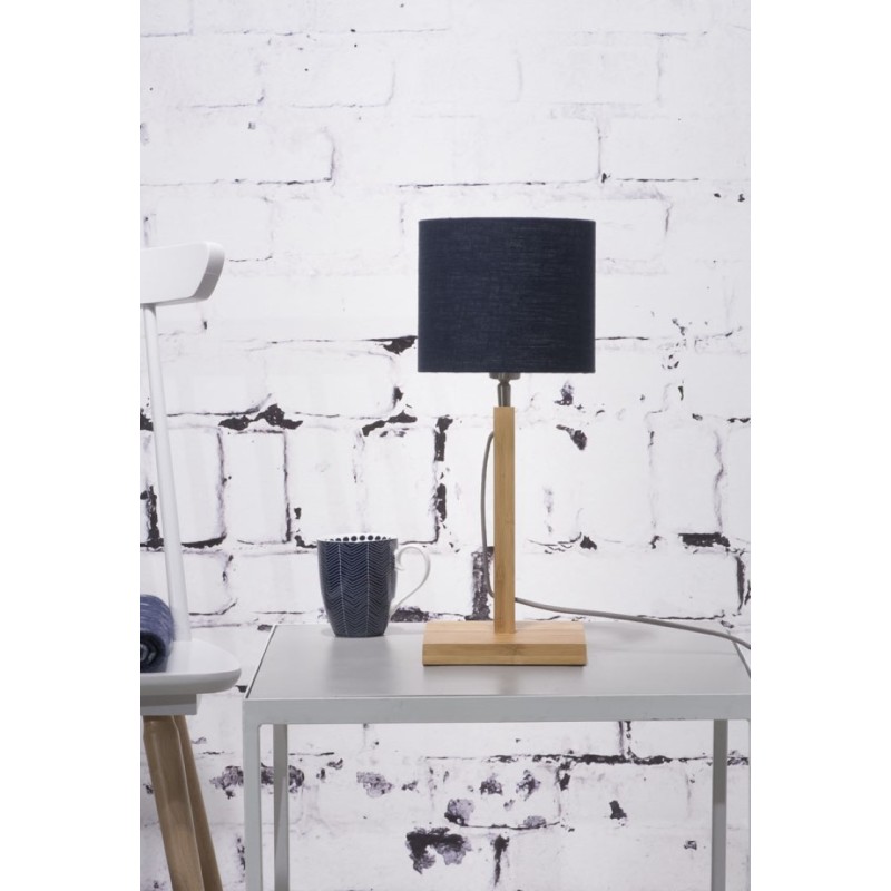 Bambusowa lampa stołowa Fuji, abażur czarny, Good&Mojo