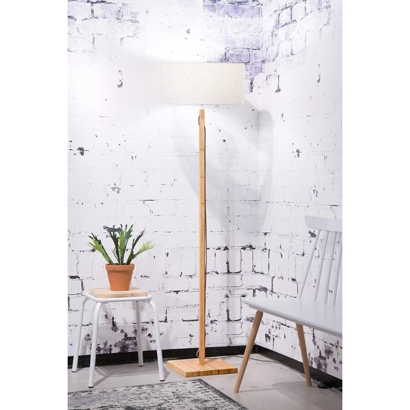 Bambusowa lampa podłogowa Fuji, abażur biały, Good&Mojo