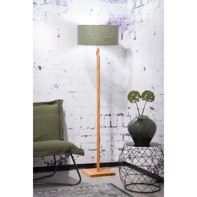 Bambusowa lampa podłogowa Fuji, abażur zielony, Good&Mojo