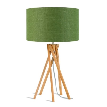 Lampa stołowa Kilimanjaro, bambus abażur zielony, Good&Mojo