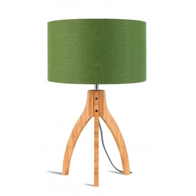 Lampa stołowa Annapurna, bambus abażur zielony, Good&Mojo