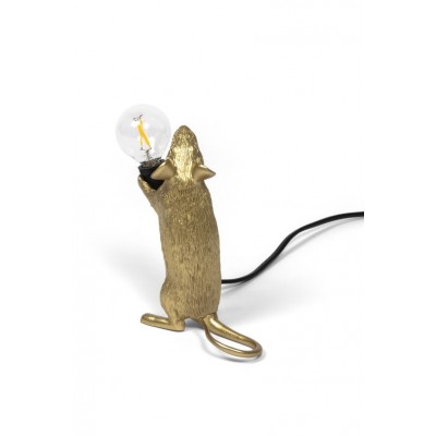 Lampa stołowa Mouse Step, złoty kabel czarny, Seletti
