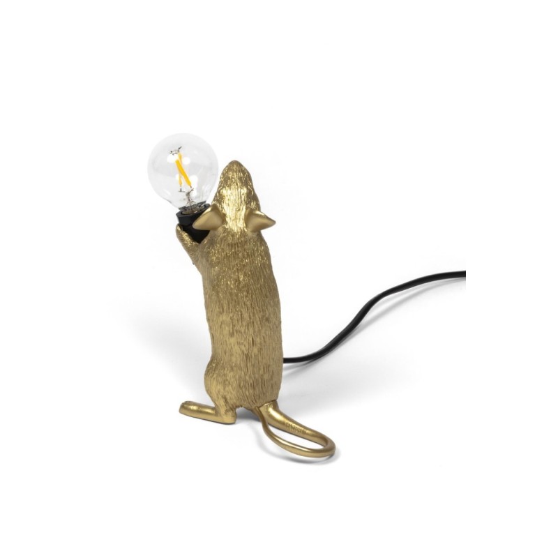 Lampa stołowa Mouse Step, złoty kabel czarny, Seletti