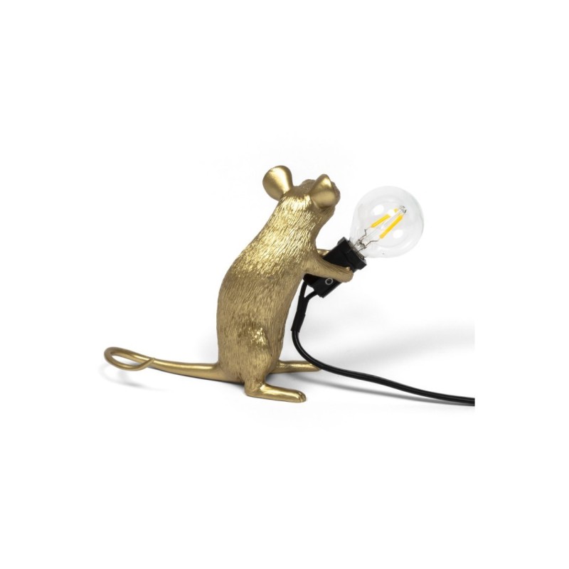 Lampa stołowa Mouse Mac, złoty kabel czarny, Seletti