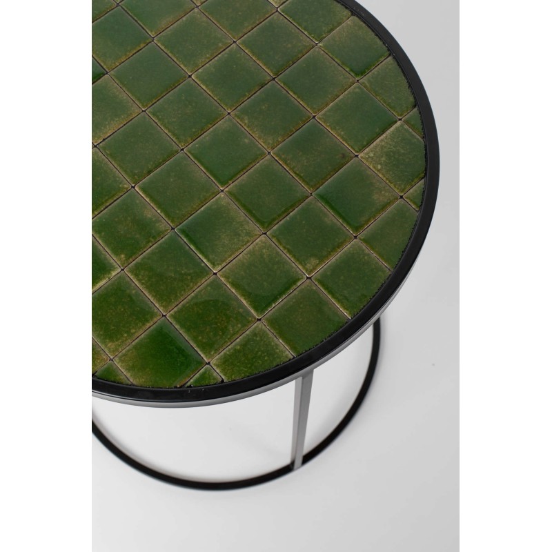 Stolik pomocniczy Glazed wykończony ceramiką, zielony, Zuiver