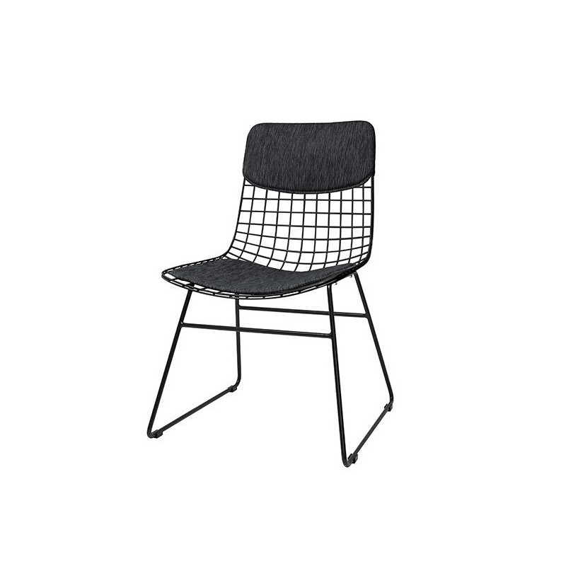 Zestaw krzesło Wire + poduchy Comfort, czarny + czarny, HK Living