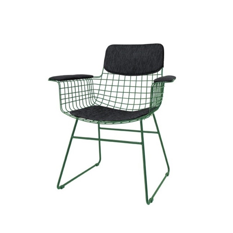Zestaw fotel Wire + poduchy Comfort, zielony + czarny, HK Living
