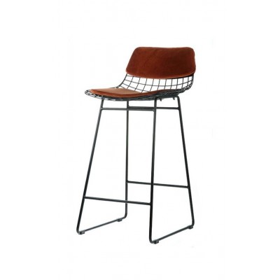 Zestaw stołek Wire + poduchy Comfort, czarny + brązowy, HK Living