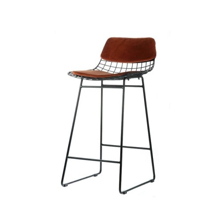 Zestaw stołek Wire + poduchy Comfort, czarny + brązowy, HK Living