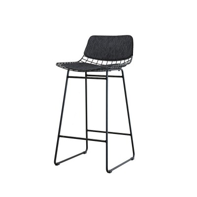 Zestaw stołek Wire + poduchy Comfort, czarny + czarny, HK Living