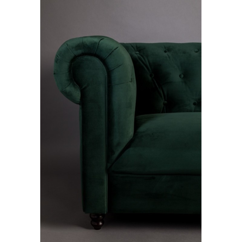 Aksamitna sofa pikowana Chester, ciemnozielony, Dutchbone