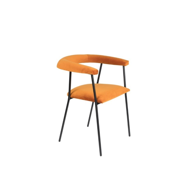 Aksamitne krzesło do jadalni Haily, jasnopomarańczowy, Dutchbone