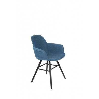 Tapicerowane krzesło Albert Kuip z podłokietnikami, niebieski, Zuiver