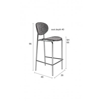 Krzesło barowe Donny 96 cm, szary, White Label Living