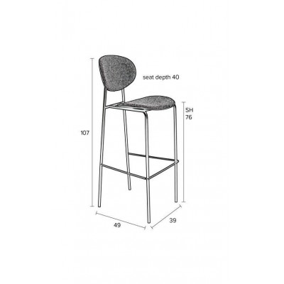 Krzesło barowe Donny 107 cm, szary, White Label Living
