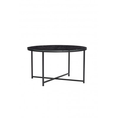 Metalowy stolik z marmurowym blatem Ø80 cm, czarny, Hübsch
