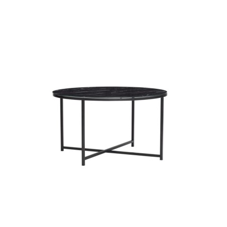 Metalowy stolik z marmurowym blatem Ø80 cm, czarny, Hübsch