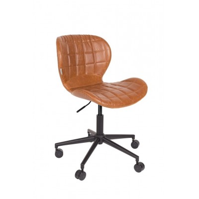 Skórzane krzesło biurowe OMG na kółkach brązowe, Zuiver
