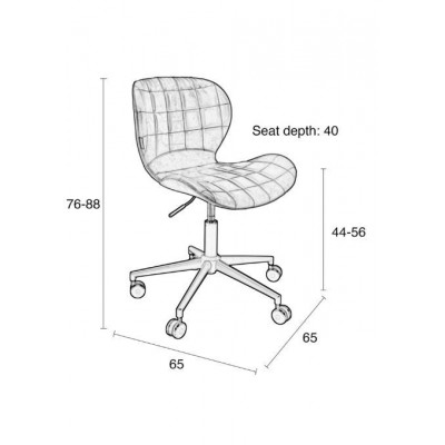 Skórzane krzesło biurowe OMG na kółkach brązowe, Zuiver
