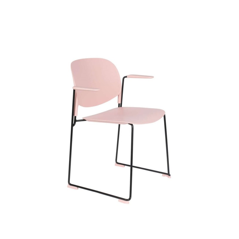 Krzesło z podłokietnikami Stacks Różowy White Label Living