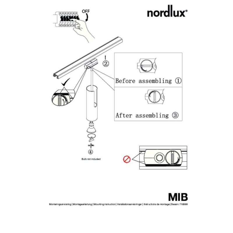 Lampa sufitowa czarna Link Mib 6, Nordlux