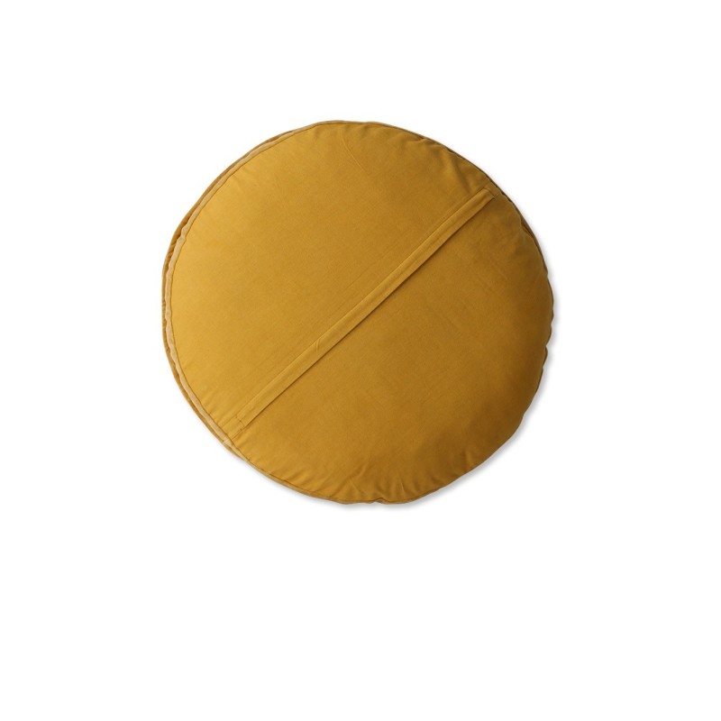 Okrągła, złota poduszka w paski do siedzenia Ø60, HKLiving
