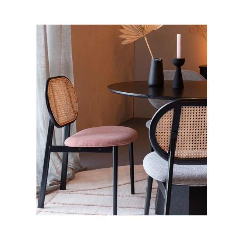 Krzesło Spike z plecionką wiedeńską, różowe, Zuiver