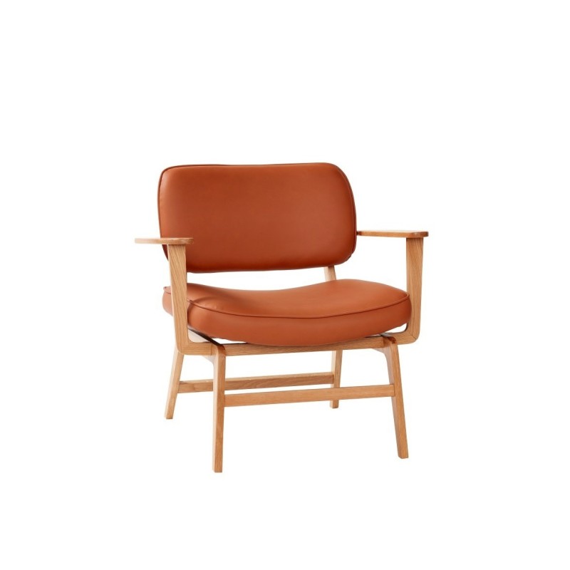 Krzesło lounge z mikrofibrą, dąb, brązowe, Hübsch