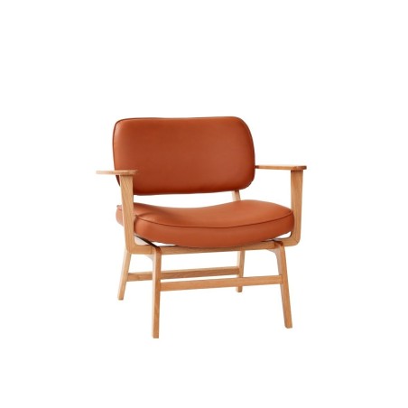 Krzesło Haze lounge z mikrofibrą, dąb, brązowe, Hübsch