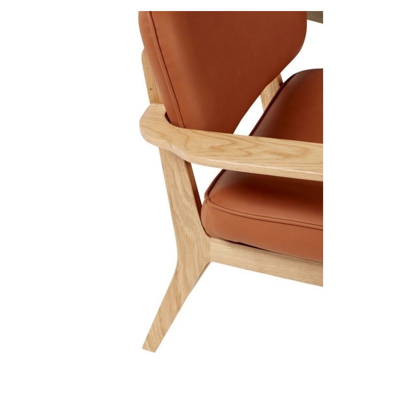 Krzesło lounge z mikrofibrą, dąb, brązowe, Hübsch