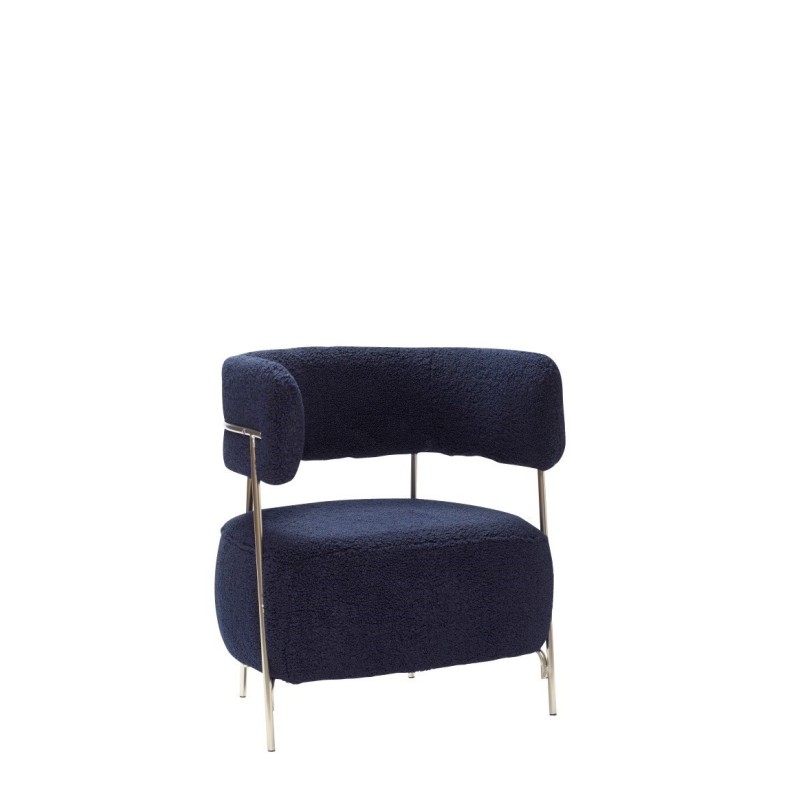 Fotel lounge niebieski/nikiel, Hübsch